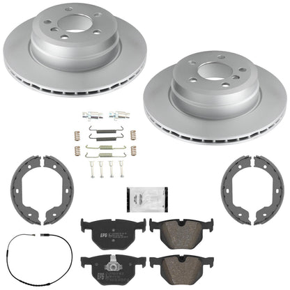 Rear GEO Coated Rotors & Euro Brake Pads Shoes for BMW X5 xDrive 35i 2011-2018
