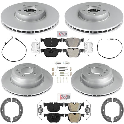 Front & Rear GEO Coated Rotors & AME Brake Pads for BMW X5 xDrive 35i 2011-2018