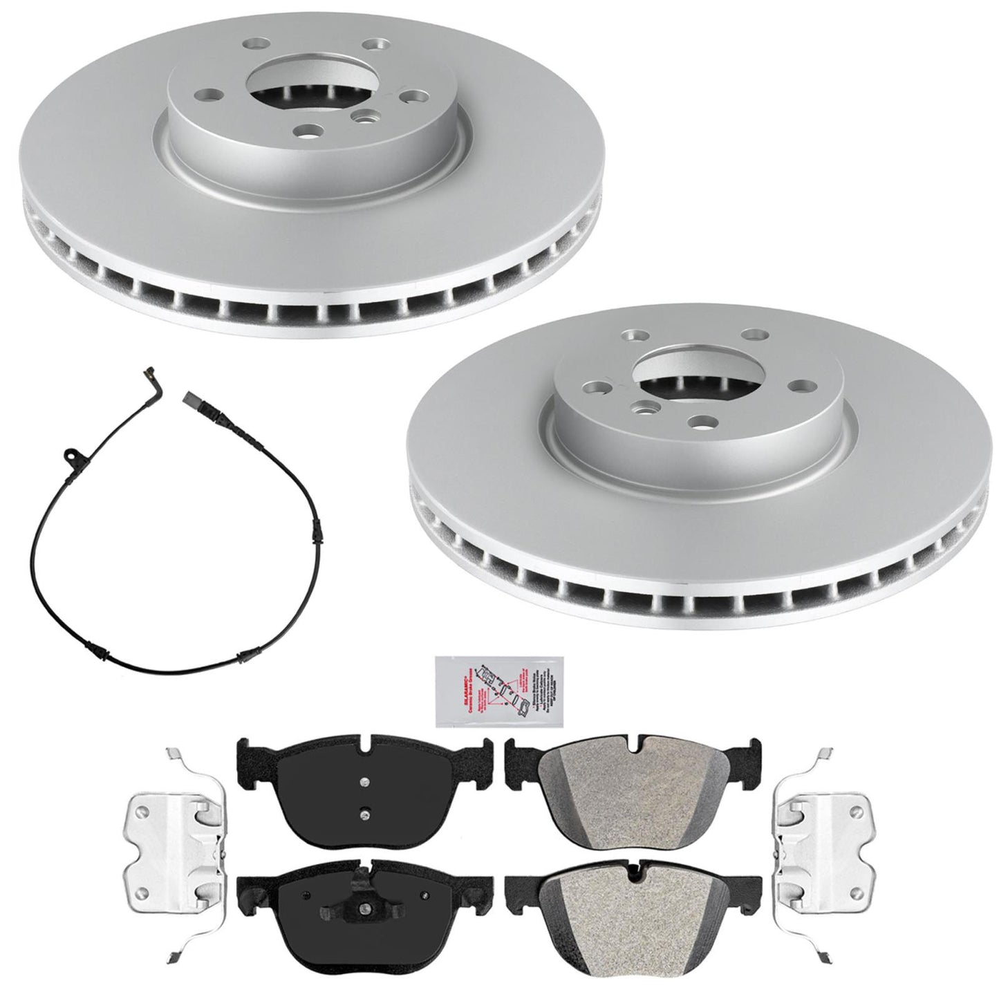 Front GEO Coated Rotors & AME Brake Pads for BMW X5 xDrive 35i 2011 2016 2018