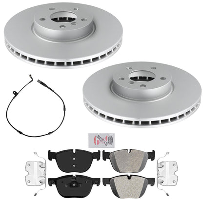 Front GEO Coated Rotors & AME Brake Pads for BMW X5 xDrive 35i 2011 2016 2018