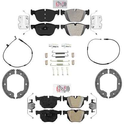 Front & Rear AME Disc Brake Pads Parking Shoes for BMW X5 xDrive 35i 2011-2018