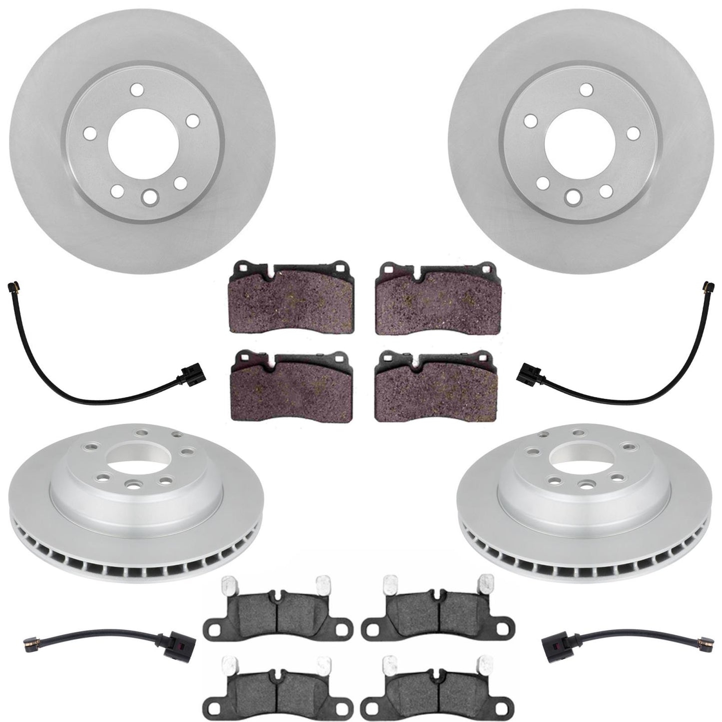 Front Rear Disc Brake Rotors & Euro Brake Pads for Volkswagen Touareg 2011-2017