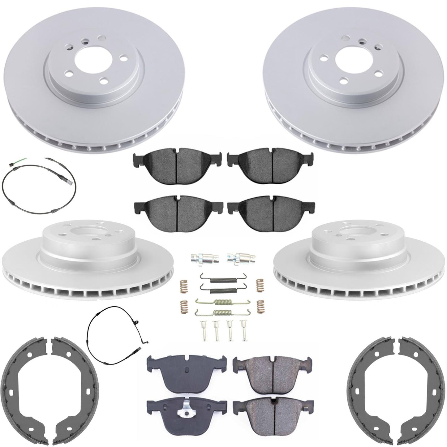Front & Rear GEO Coated Rotors & Euro Brake Pads for BMW X5 4.4L V8 2011-2018