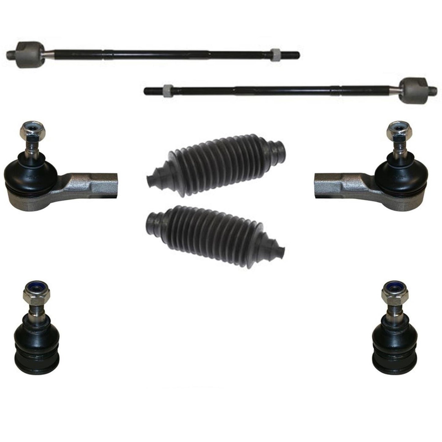 Se adapta a Smart ForTwo 2008-2016, varillas de amarre interiores y exteriores delanteras, juntas esféricas, kit de 8 piezas