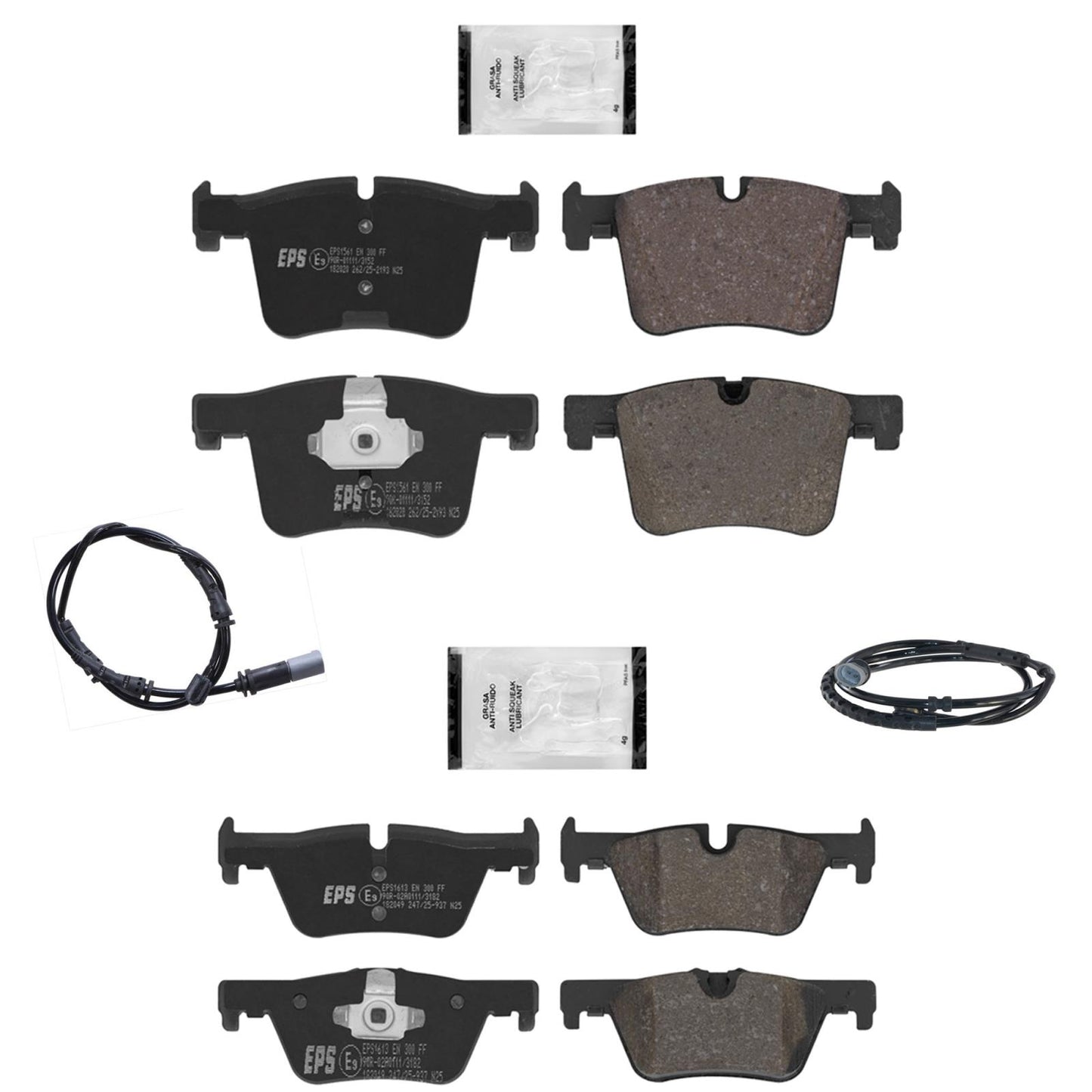 Front & Rear Euro R90 Disc Brake Pads Sensors for BMW 328i xDrive 2013 2014