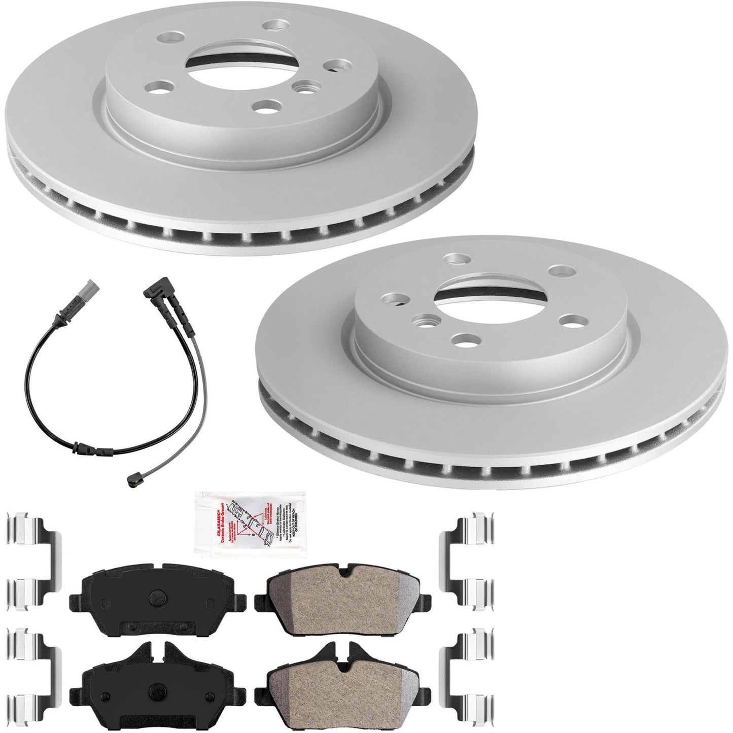 Front GEO Coated Disc Brake Rotors Pads sensor For Mini Cooper 14-24 1.5L
