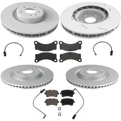 Front & Rear GEO Coated Rotors & Euro Brake Pads for Porsche Macan S 3.0L 15-20