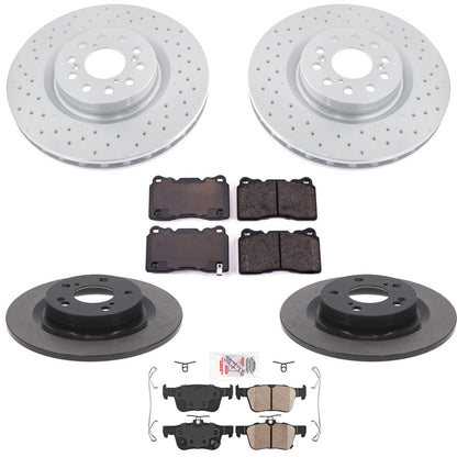 Drilled Ft Coated Disc Brake Rotors & Brake Pads for Honda Civic Type R 20-2026