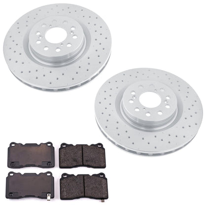 F Drilled Coated Disc Brake Rotors & Brake Pads for Honda Civic Type R 20-2026
