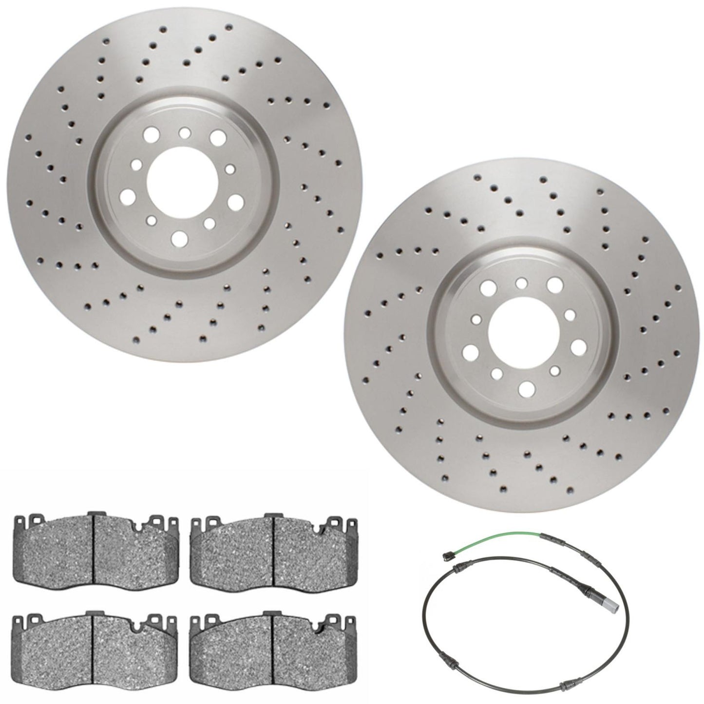 Front Drilled Coated Disc Brake Rotors & Brake Pads for BMW X5 M Sport 2015-2018
