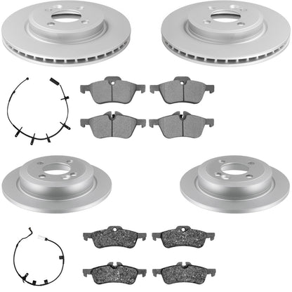 Front & Rear GEO Coated Rotors & Euro Brake Pads for Mini Cooper S 2002-2006