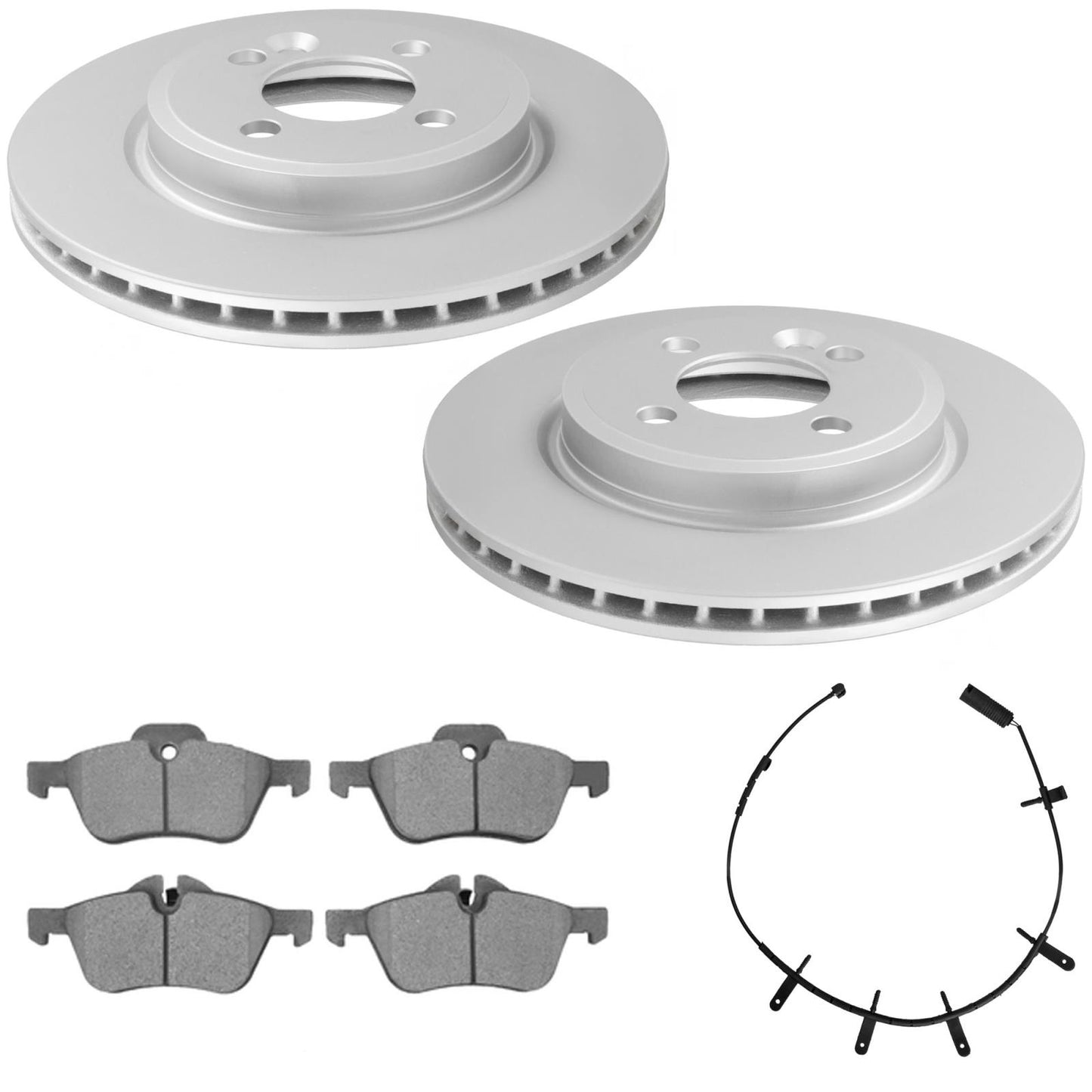 Front GEO Coated Rotors & Euro Brake Pads for Mini Cooper S 2002 2004 2006
