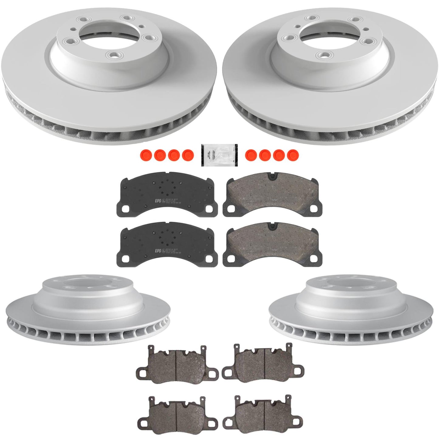F&R Coated Disc Brake Rotors Brake Pads for Porsche Cayenne Platinum 2019-2023