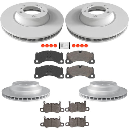 F&R Coated Disc Brake Rotors Brake Pads for Porsche Cayenne Platinum 2019-2023