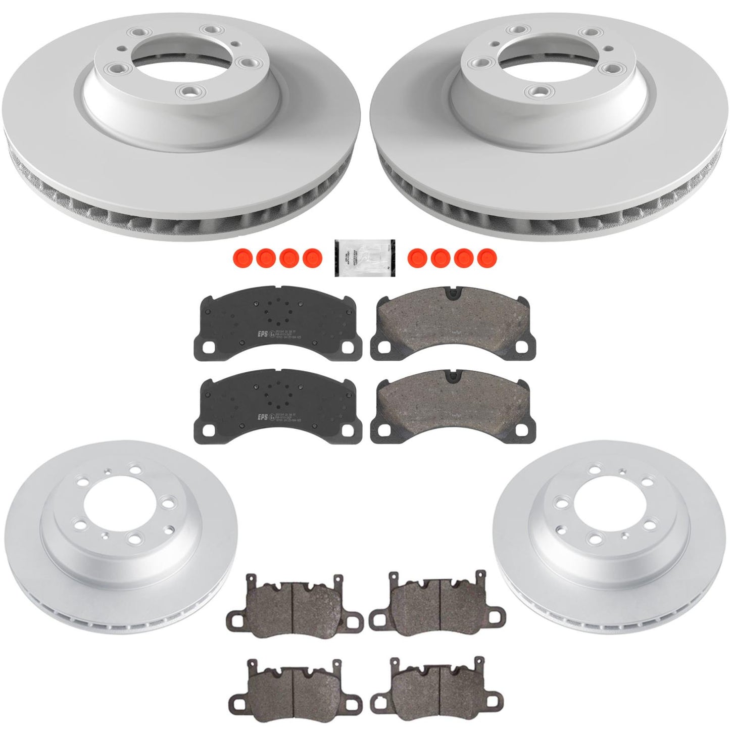 F&R Coated Disc Brake Rotors Brake Pads for Porsche Cayenne Base Model 2019-2023