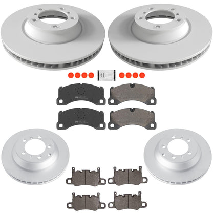 F&R Coated Disc Brake Rotors Brake Pads for Porsche Cayenne Base Model 2019-2023