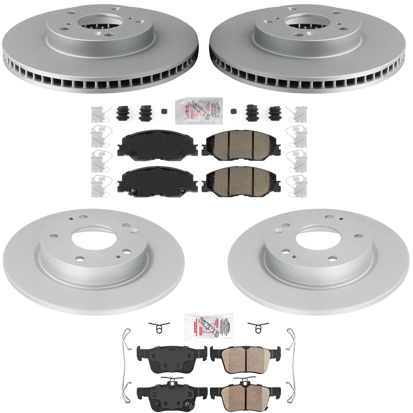 Front & Rear Disc Brake Rotors Ceramic Pads for Honda Civic EX EX-L 2022-2024
