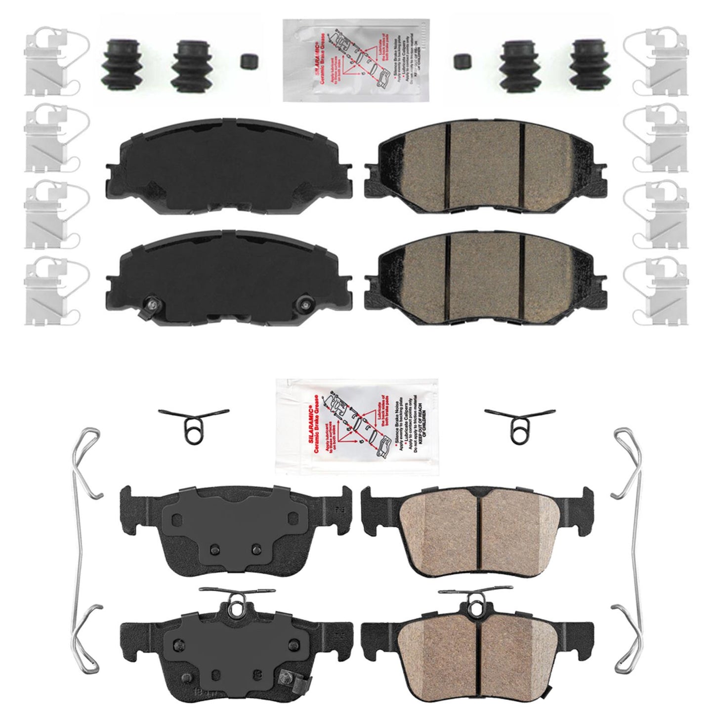 Front & Rear Ceramic Brake Pads W/ Hardware For Honda Civic EX EX-L 2022-2024