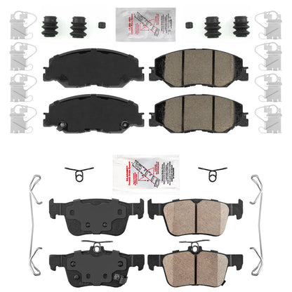 Front & Rear Ceramic Brake Pads W/ Hardware For Honda Civic EX EX-L 2022-2024