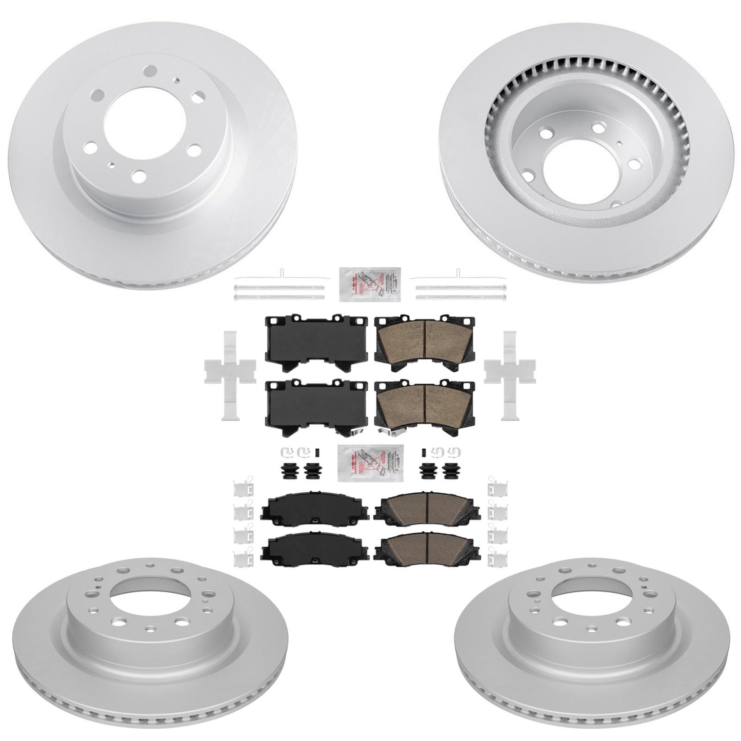 Front Rr GEO Coated Disc Brake Rotors & Brake Pads for Toyota Tundra 2022-2026