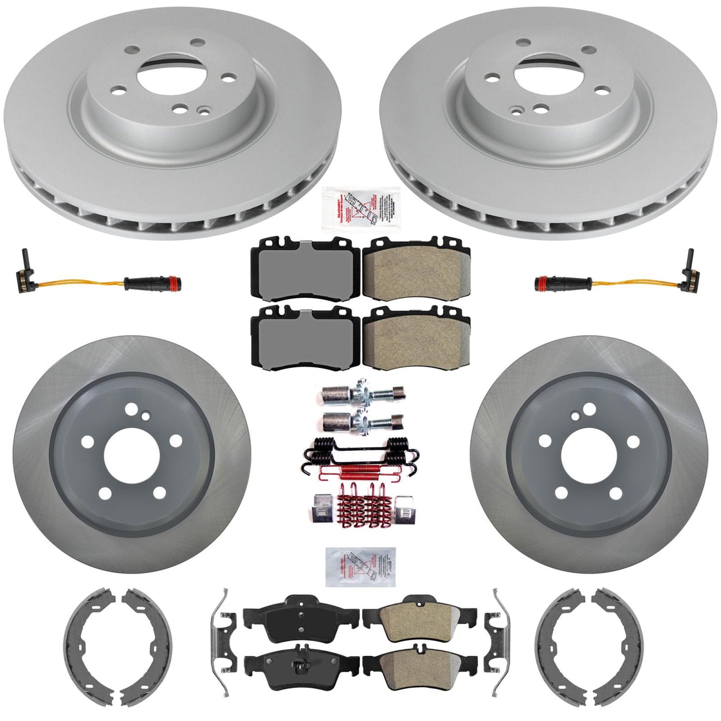 Coated Disc Brake Rotors & AME Brake Pads for Mercedes Benz CLS500 CLS550 06-11
