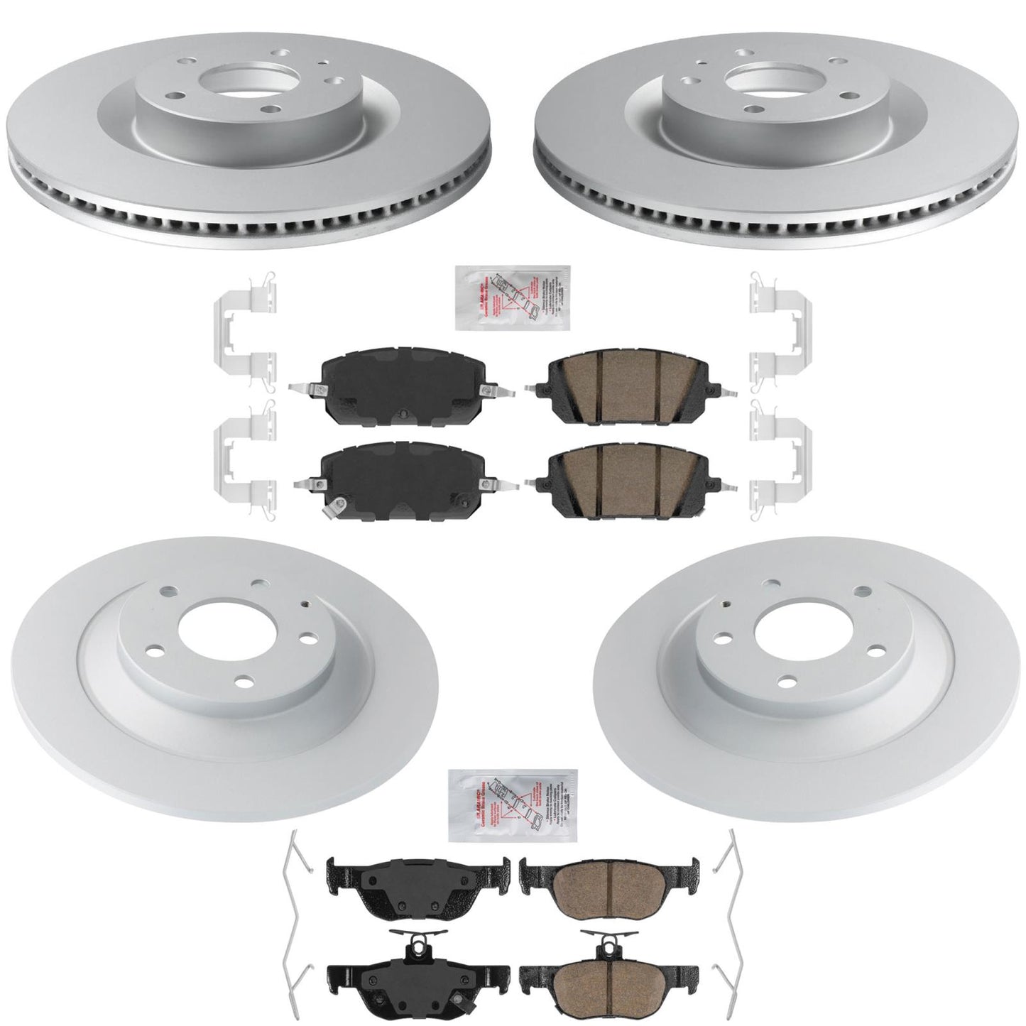 Front Rear GEO Coated Rotors Ceramic Brake Pads for Mazda MX-30 EV 2022-2024