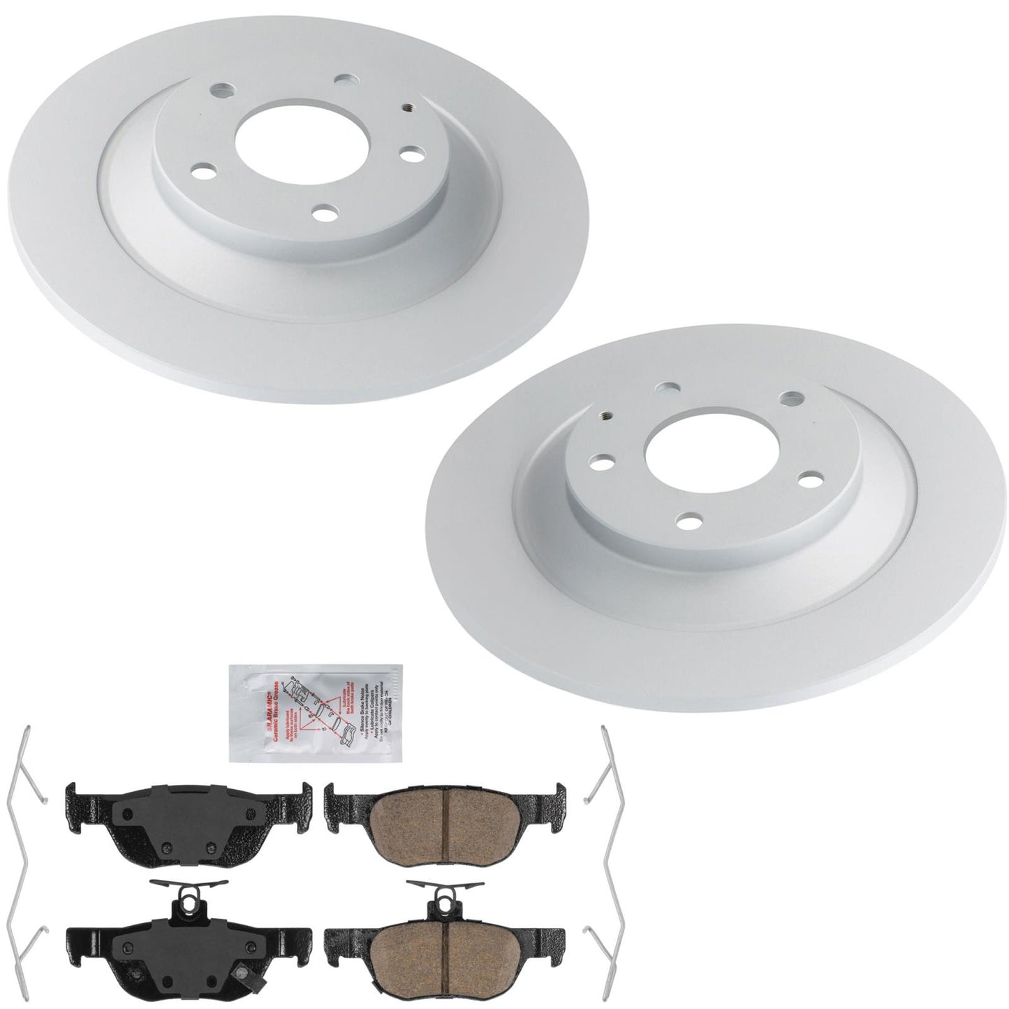 Rear GEO Coated Rotors Ceramic Brake Pads for Mazda MX-30 EV 2022 2023 2024