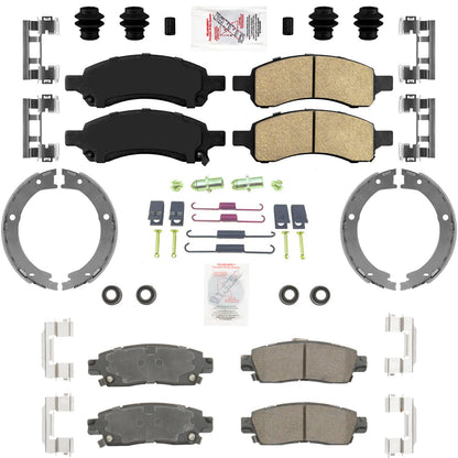 Front Rear Disc Brake Pads Parking Shoes for GMC Arcadia 2007 2010 2014 2016