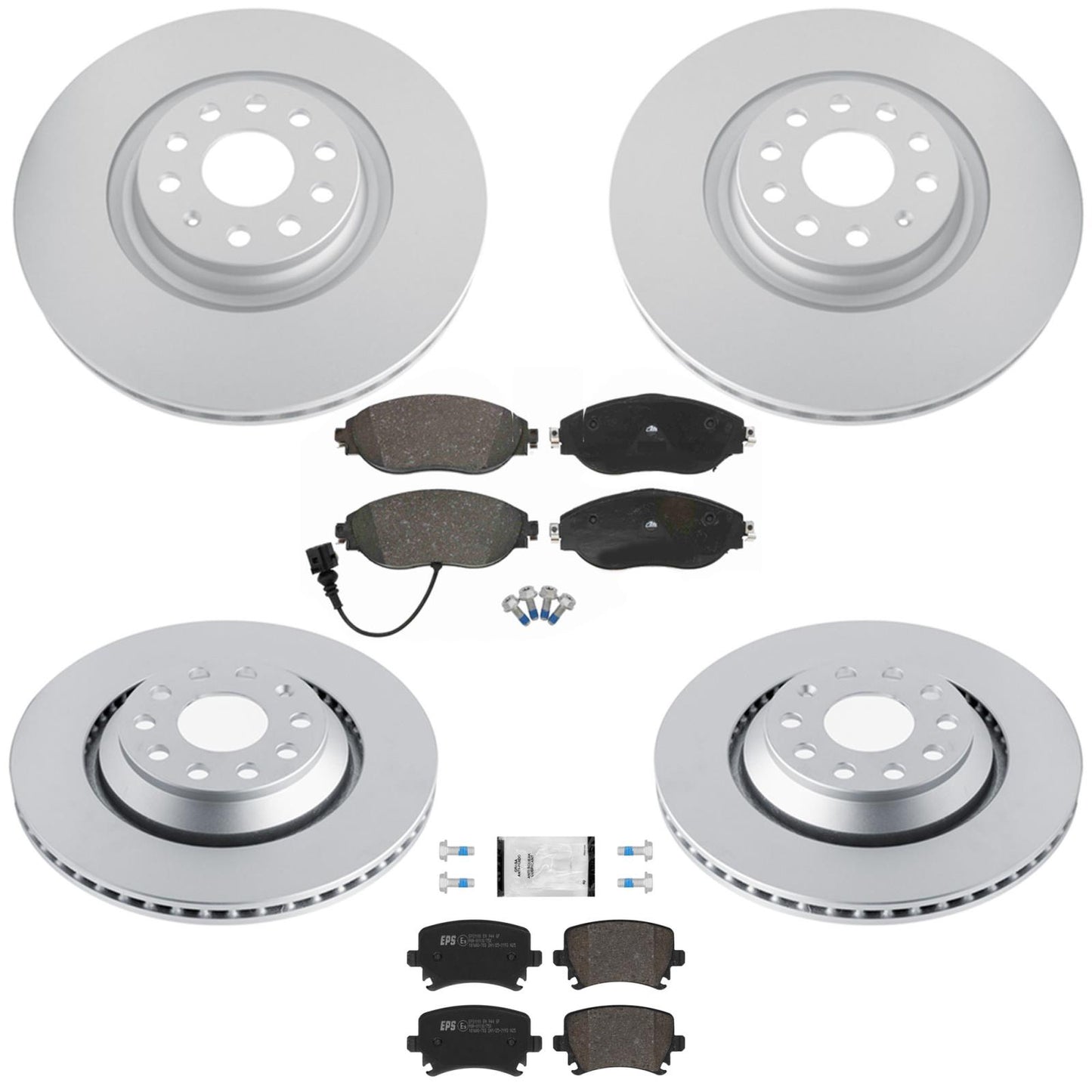 Frt & Rr Coated Disc Brake Euro Brake Pad for Volkswagen Gti 15-21 w 340MM Rotor - Photo 1