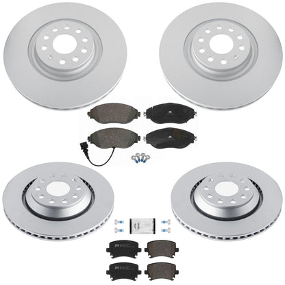 Frt & Rr Coated Disc Brake Euro Brake Pad for Volkswagen Gti 15-21 w 340MM Rotor - Photo 1