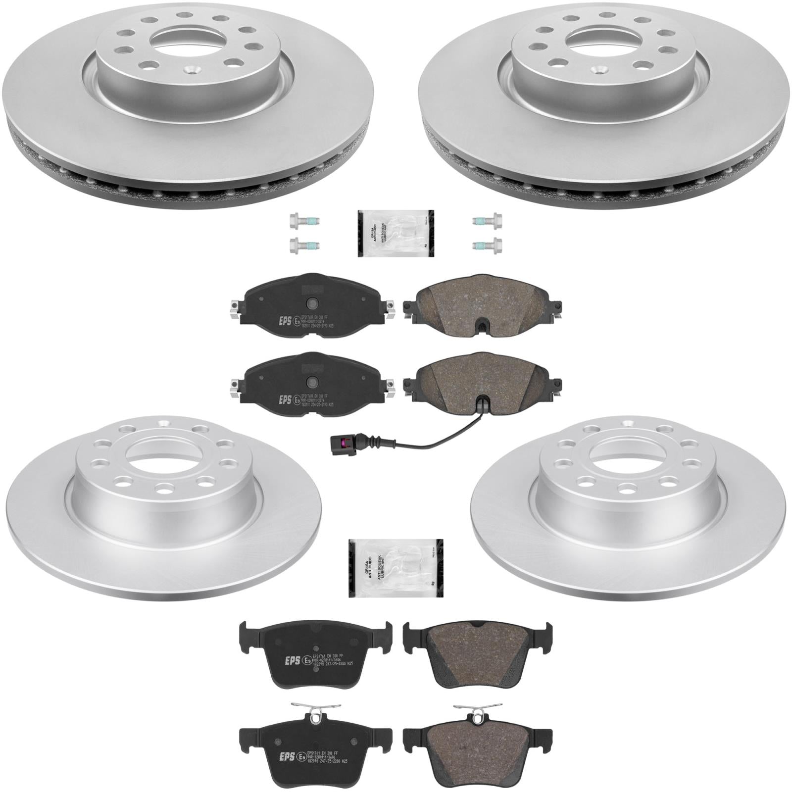 F&R Coated Disc Brake Rotors Euro Brake Pad for Audi A3 2015 2016 2017 2018 2020 - Photo 1