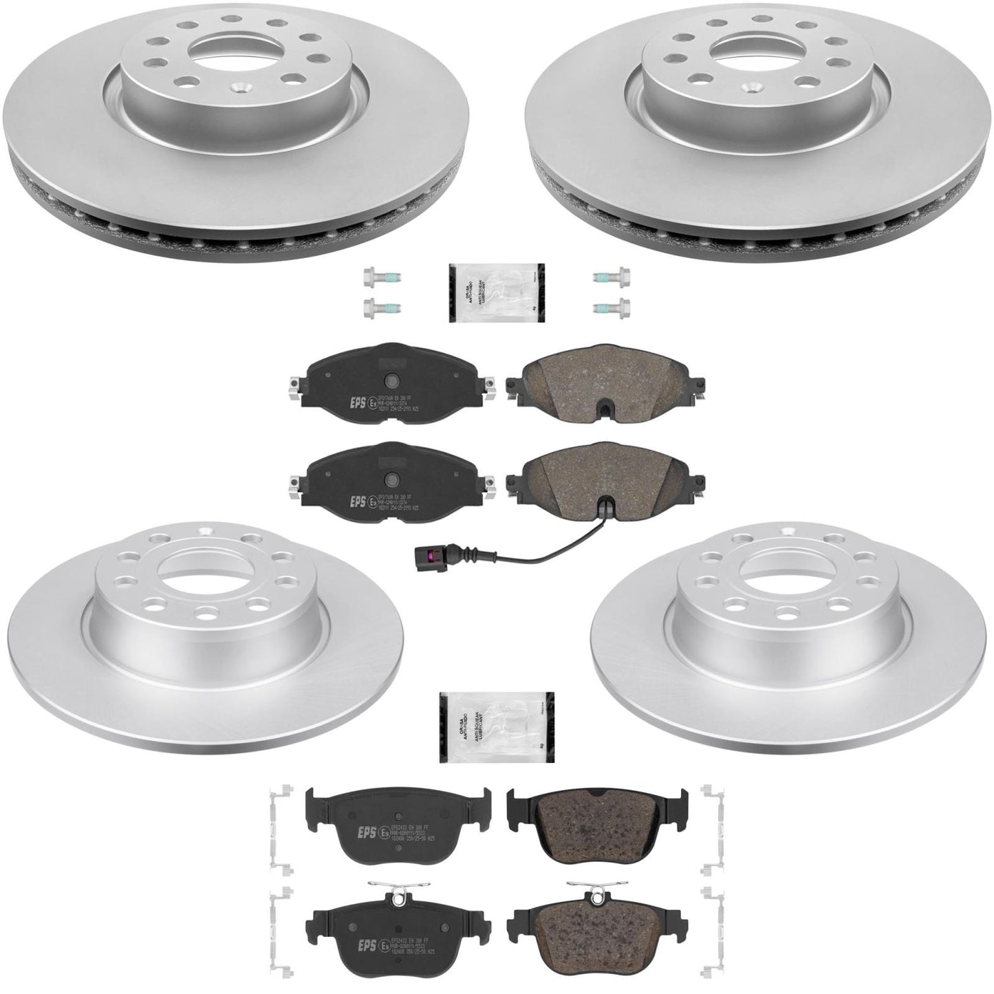F&R Coated Disc Brake Rotors Euro Brake Pad for Audi A3 2022 2023 w/ 312MM Rotor - Photo 1