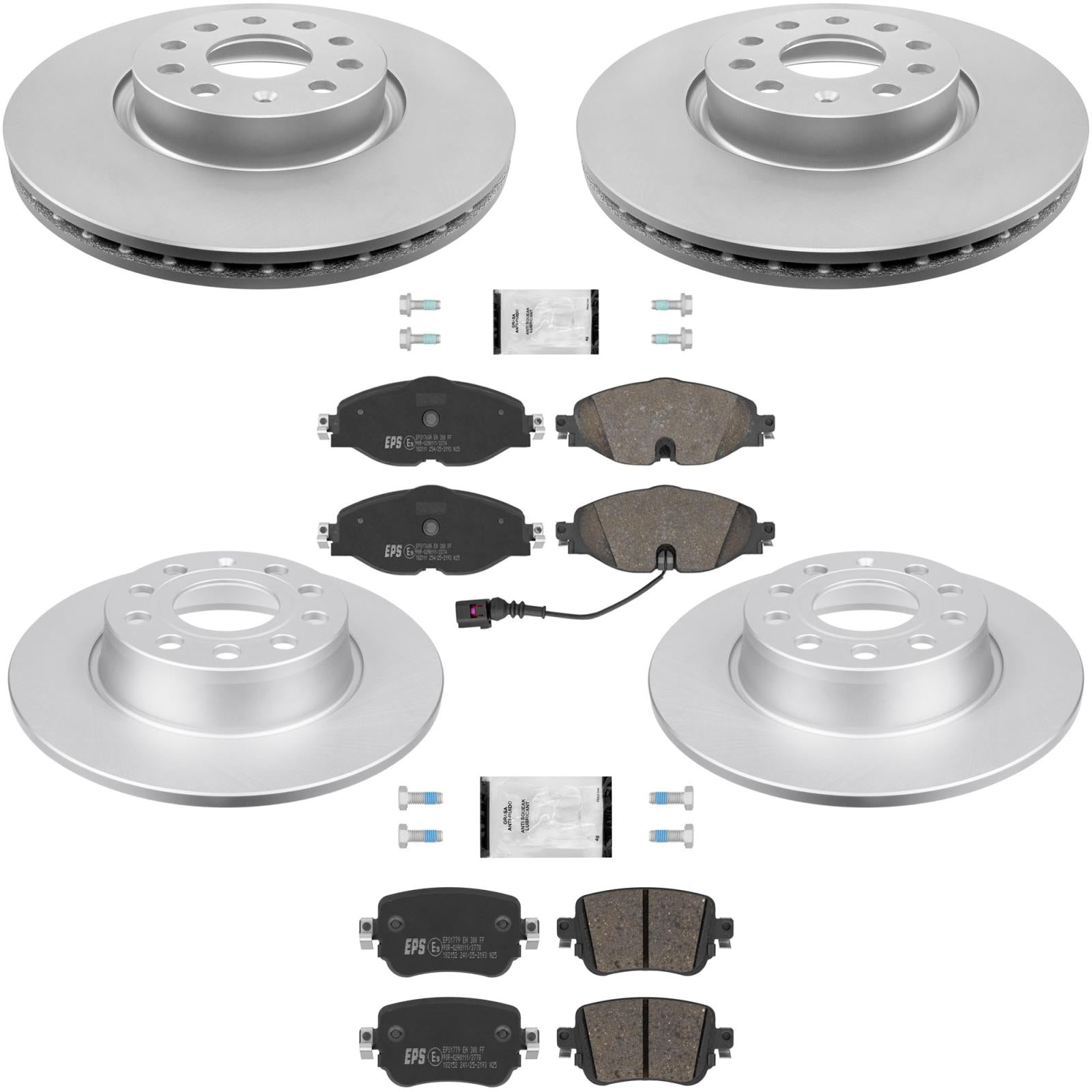 F&R Coated Disc Brake Rotors Euro Brake Pad for Volkswagen Passat 2021 2022 - Photo 1
