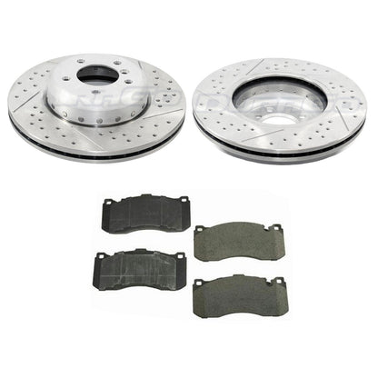 Front Brake Disc Rotors Drilled with Brake Pads for 2008 2010 2013 BMW 135i - Photo 1