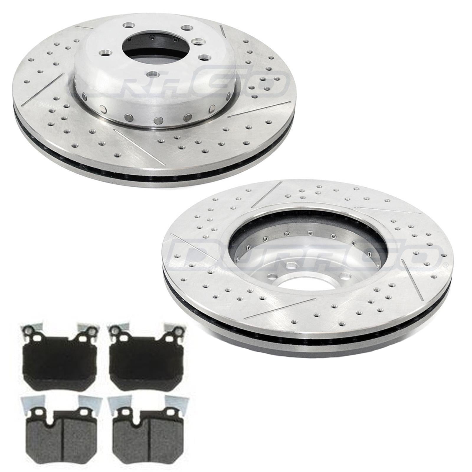 Fits 2008-2013 BMW 135i Rear Drilled & Balanced Brake Rotors & Ceramic Pads - Photo 1