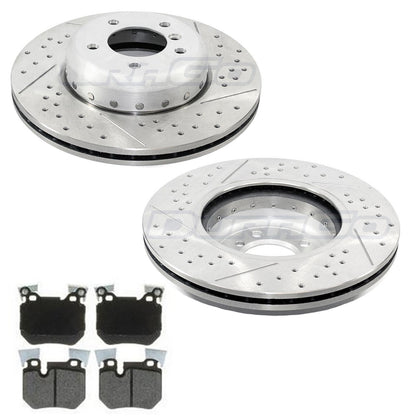 Fits 2008-2013 BMW 135i Rear Drilled & Balanced Brake Rotors & Ceramic Pads - Photo 1