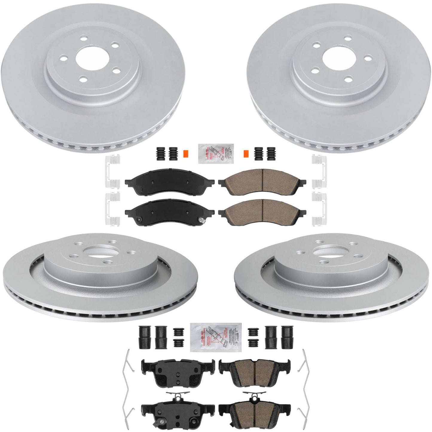 Front Rear GEO Coated Rotors Ceramic Brake Pads for Ford Edge Titanium 21-2024 - Photo 1
