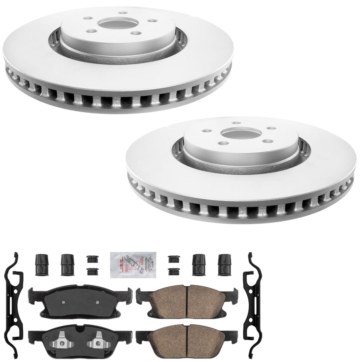 Frt GEO Coated Rotors Ceramic Brake Pads for Ford Edge ST Red Caliper 2019-2024 - Photo 1