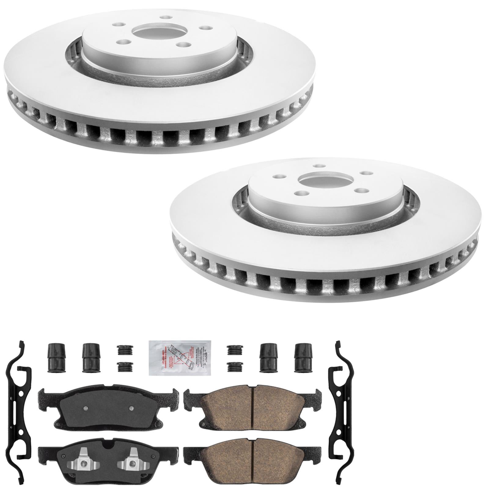 Frt GEO Coated Rotors Ceramic Brake Pads for Ford Edge ST Red Caliper 2019-2024 - Photo 1