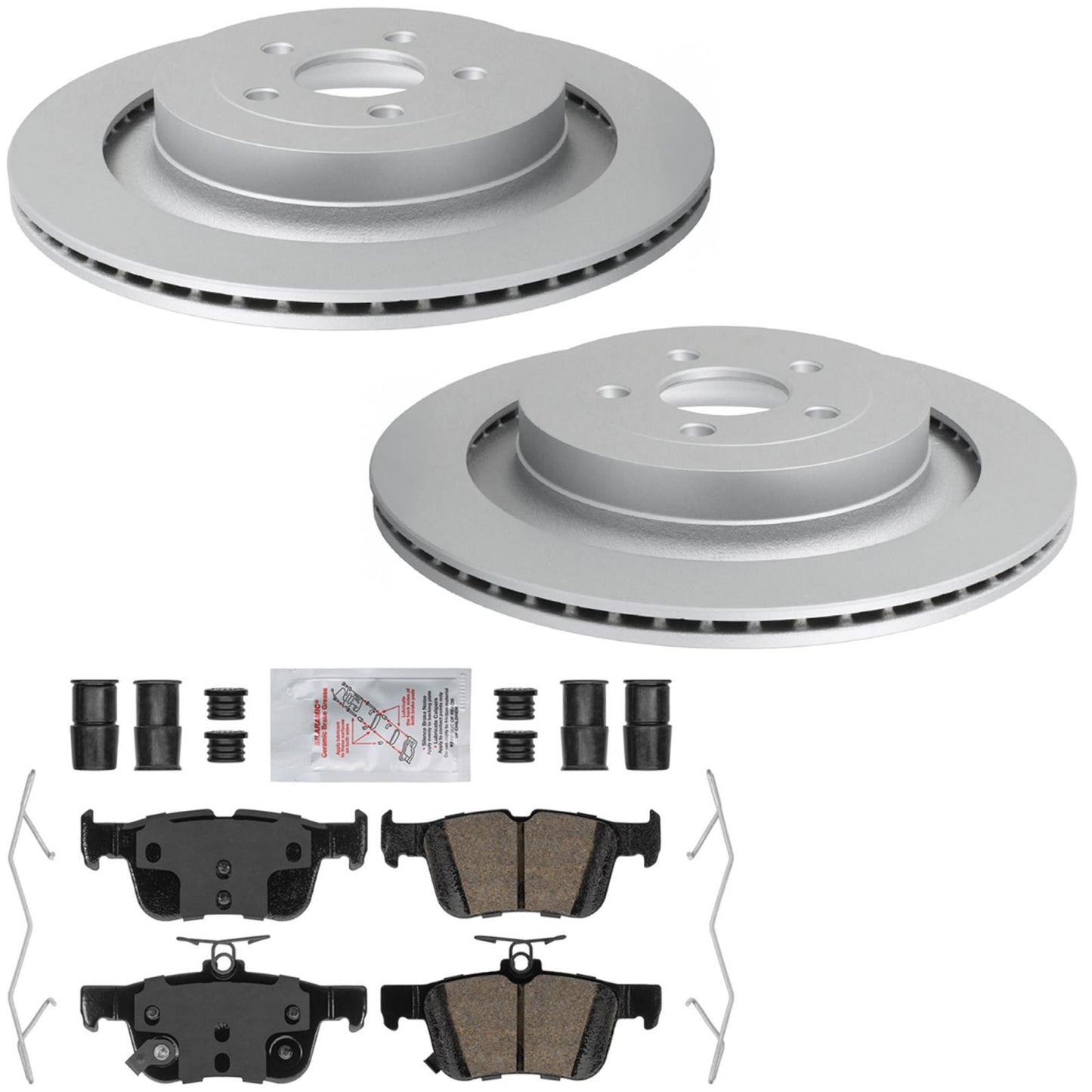 Rr GEO Coated Rotors Ceramic Brake Pads for Ford Edge ST Red Caliper 2019-2024 - Photo 1