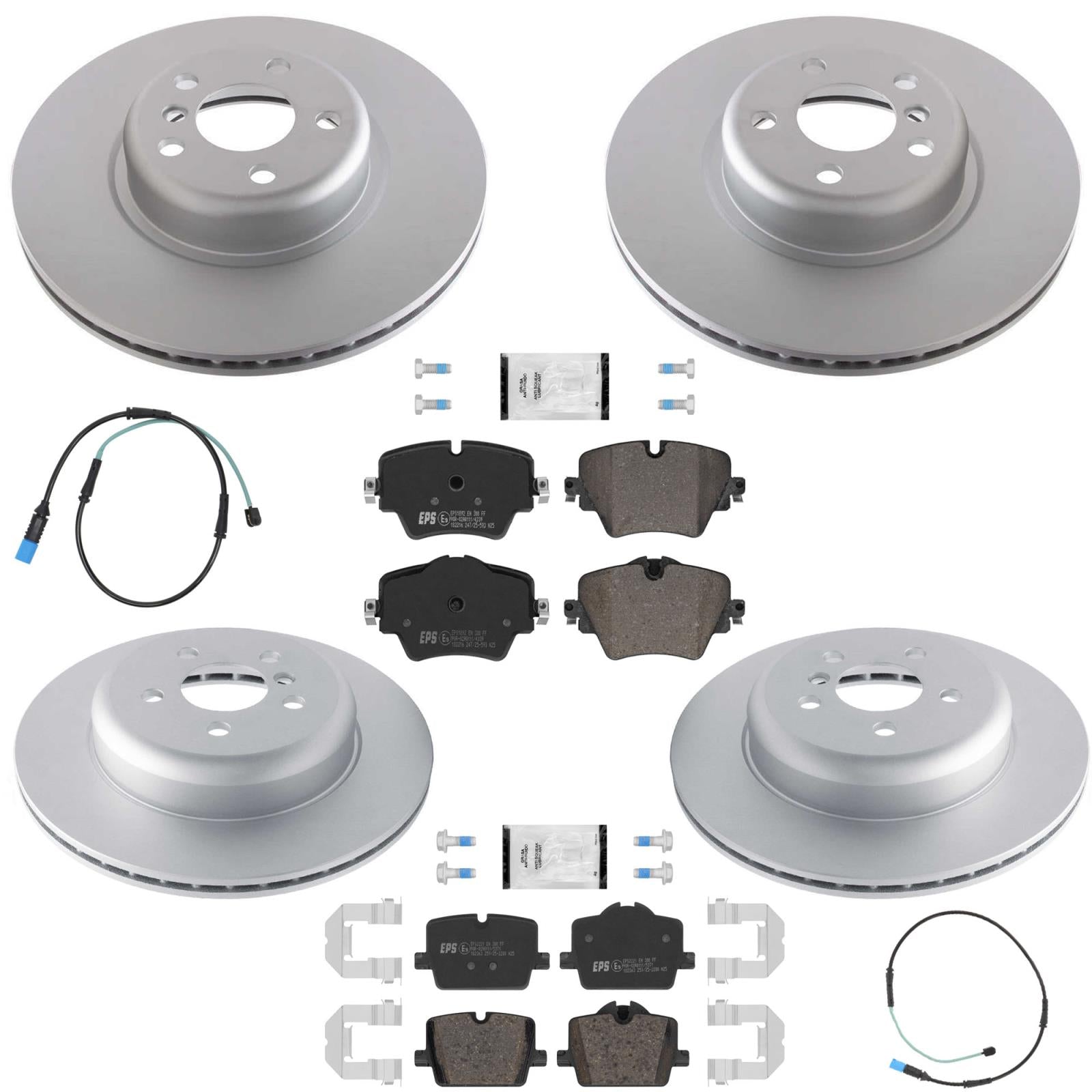 F&R GEO Coated R90 Disc Brake Rotors Euro Pads for BMW 330e 430i 2021-2022 2.0L - Photo 1