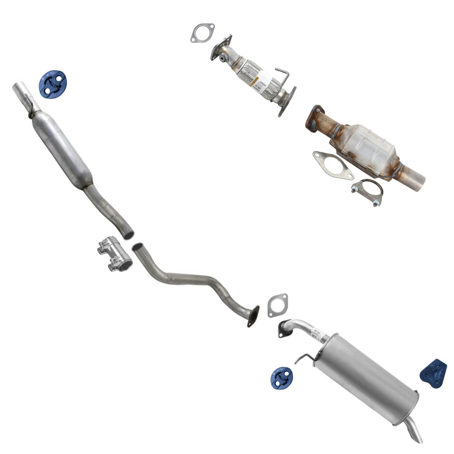 Exhaust Sys Converter Resonator Pipe Muffler for 12-17 Hyundai Accent Hatchback - Photo 1