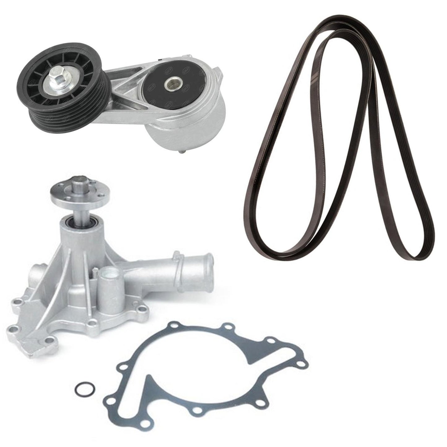 Water Pump Belt Tensioner w/ Serpentine Belt Kit for Ford Mustang 3.8 1996-1998 - Photo 1