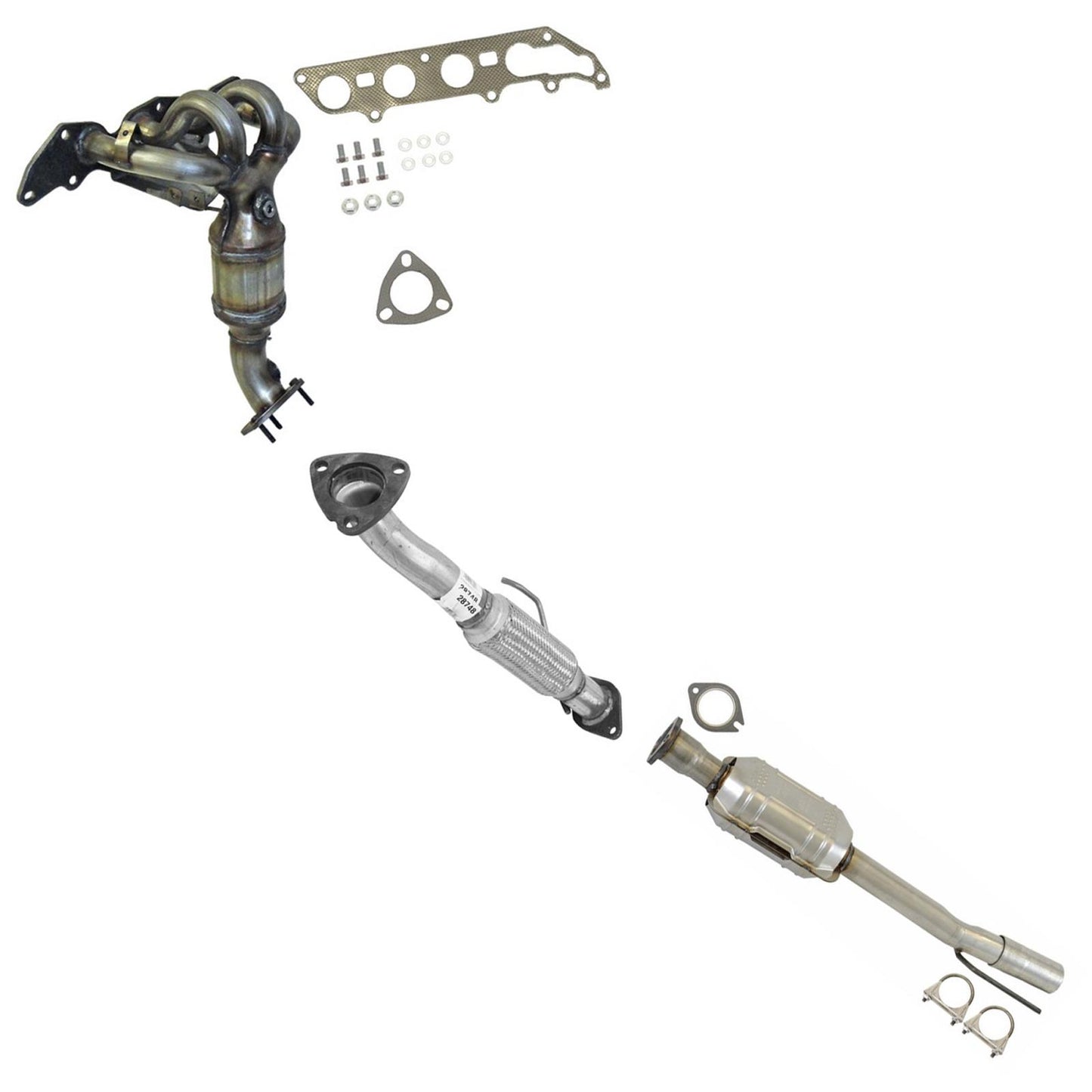 Upper & Lower Catalytic Converter Flex Pipe For Ford Escape 2.3L 2005-2008 - Photo 1