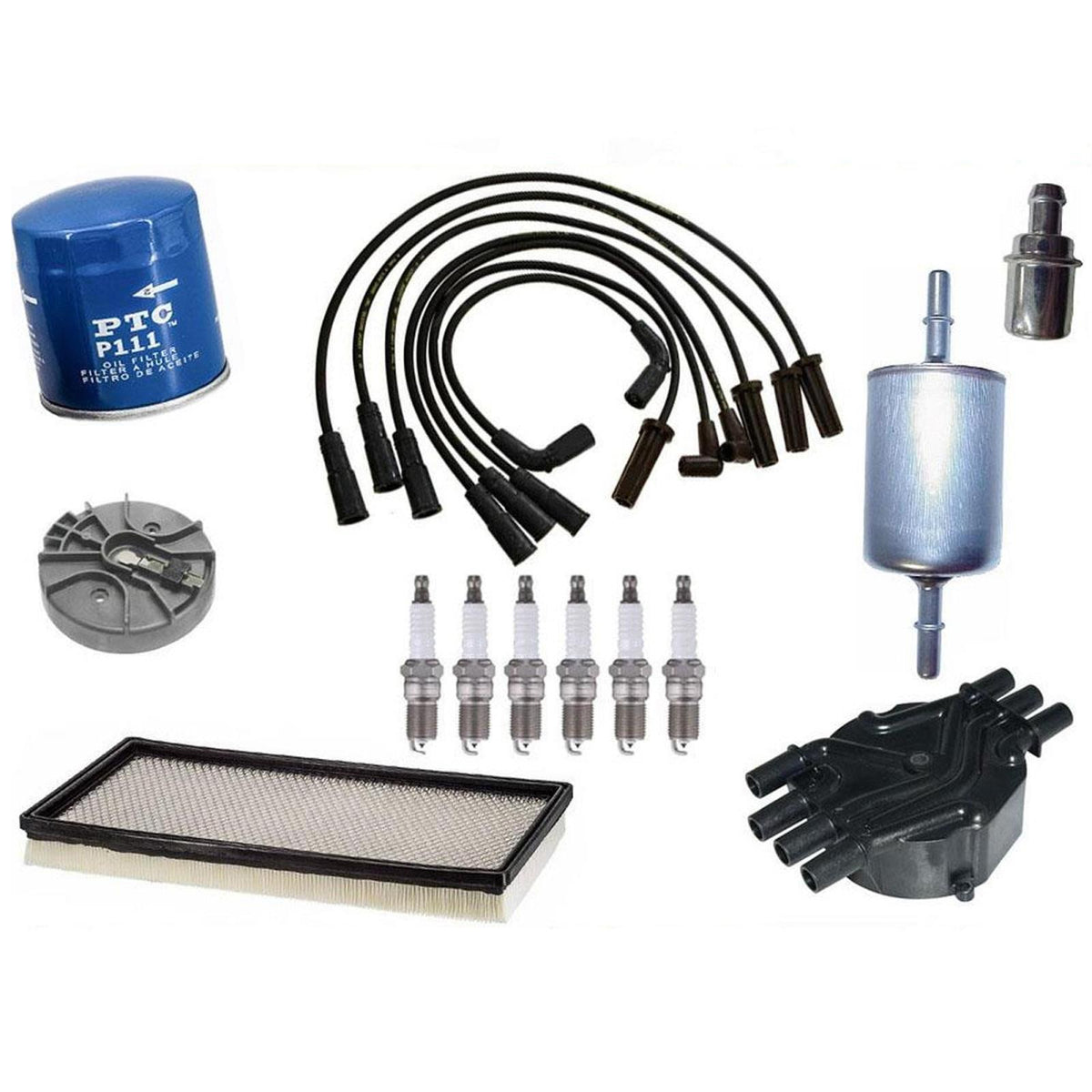 Juego de bujías de platino + cables de encendido, rotor de tapa de aceite de aire para camioneta Express 99-02, 4,3 L - Photo 1
