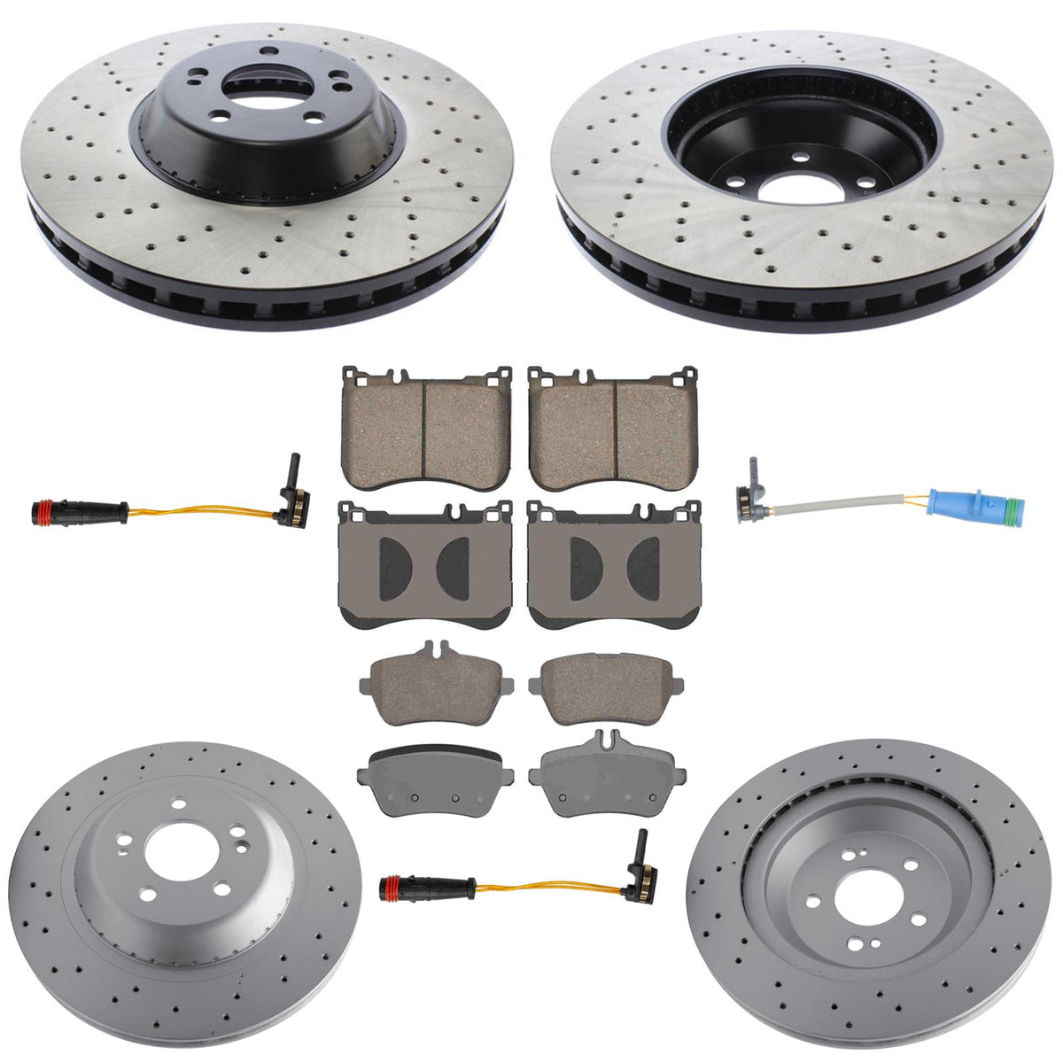Front Rear Coated Disc Brake Rotors Brake Pads for Mercedes Benz S450 2018-2020 - Photo 1