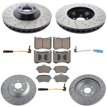 Front Rear Coated Disc Brake Rotors Brake Pads for Mercedes Benz S450 2018-2020 - Photo 1