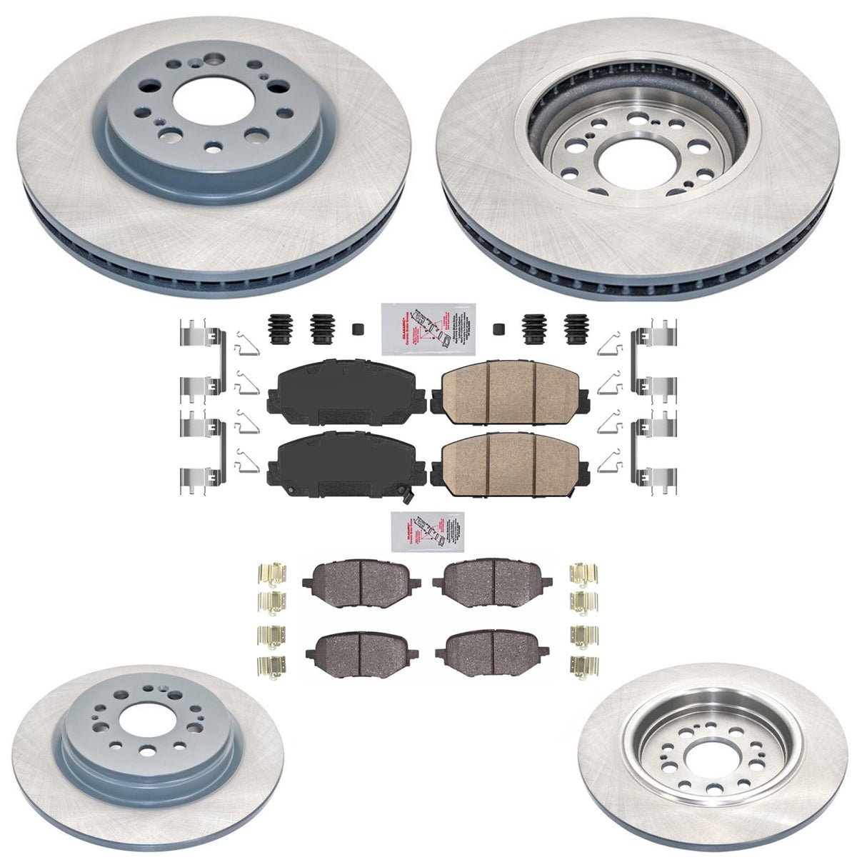 F & R Coated Brake Disc Rotors Ceramic Brake Pads for Honda Clarity 2017-2021 - Photo 1