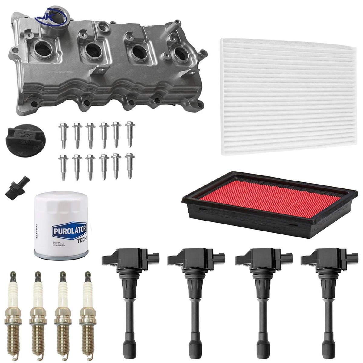 Aluminum Valve Cover Ignition Coils Tune Up Kit For Nissan Rogue 2008-2013 - Photo 1
