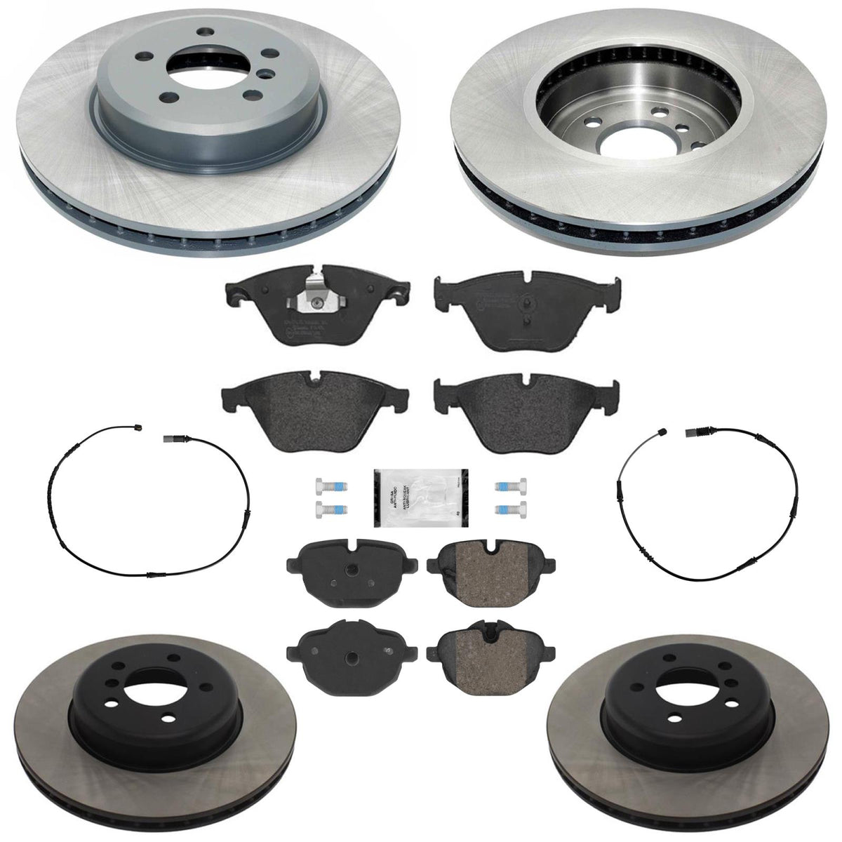 Front & Rear Coated Disc Brake Rotors Brake Pads for BMW 535i Xdrive 2011-2016 - Photo 1